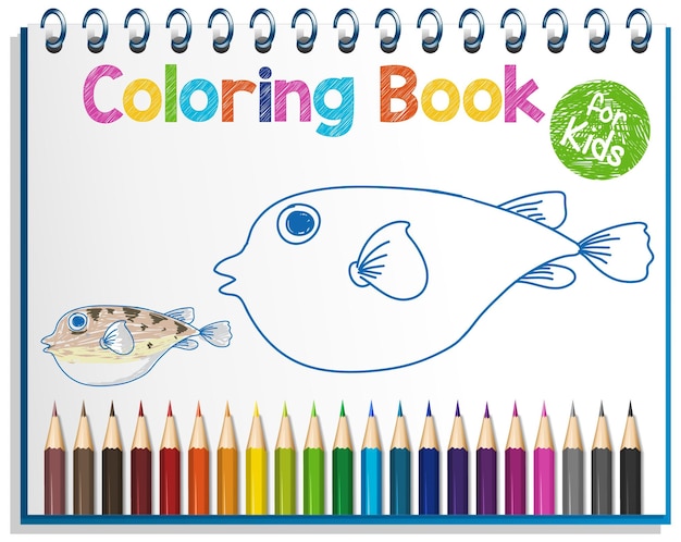 Free vector coloring book worksheet for kids