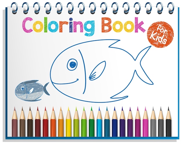 Free vector coloring book worksheet for kids