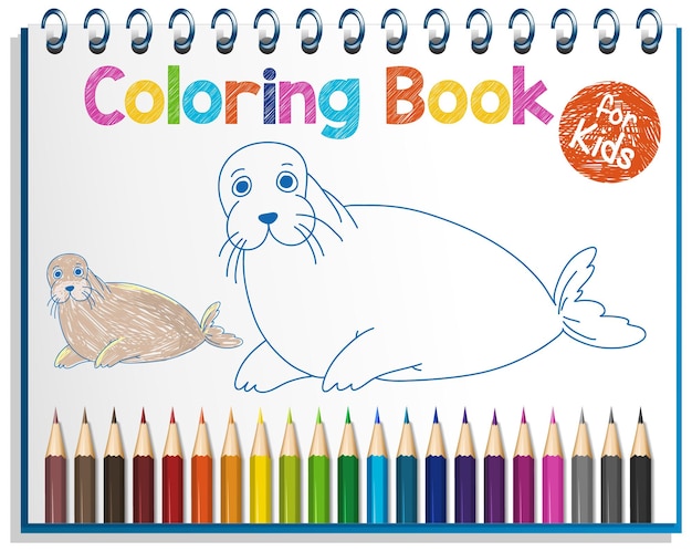 Free vector coloring book worksheet for kids