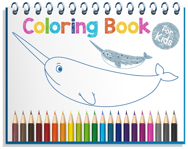 Free vector coloring book worksheet for kids