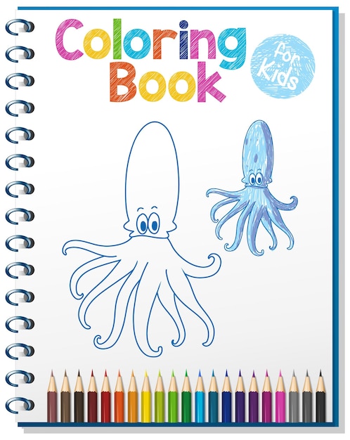 Free vector coloring book worksheet for kids