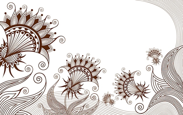 Free vector coloring books hand drawn flowers