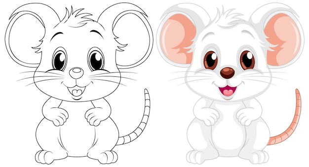 Coloring cute rat cartoon and its colour