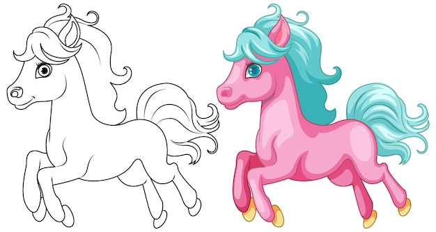 Free vector coloring page of a cute unicorn