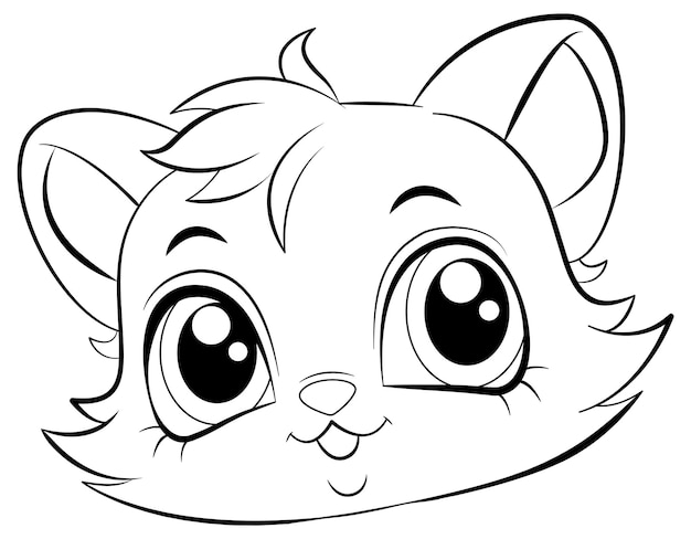 Free vector coloring page outline of cute cat