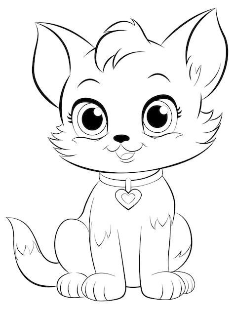 Coloring Page Outline of Cute Cat