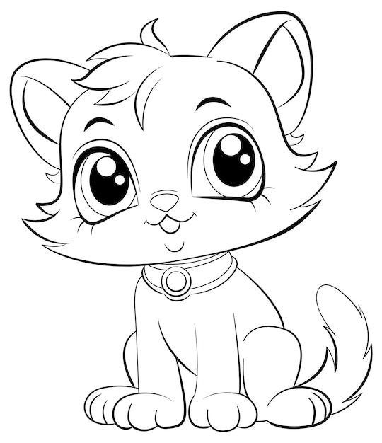 Free vector coloring page outline of cute cat