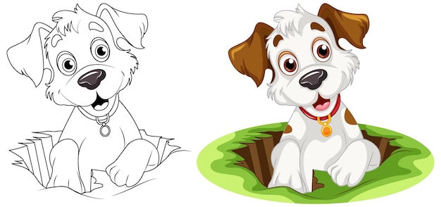 Coloring page outline of cute dog