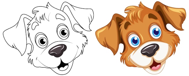 Free vector coloring page outline of cute dog