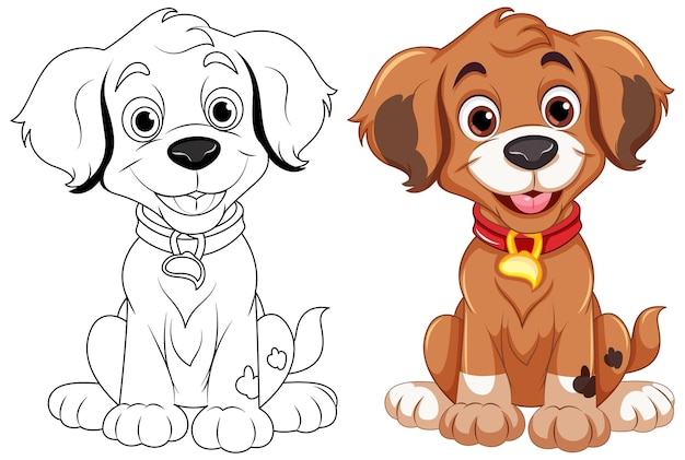 Coloring page outline of cute dog