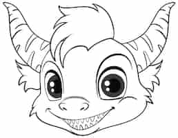 Free vector coloring page outline of cute dragon