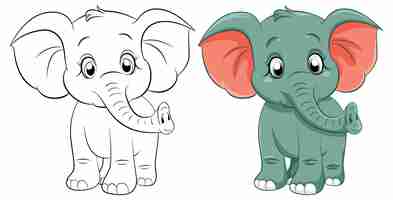 Free vector coloring page outline of cute elephant