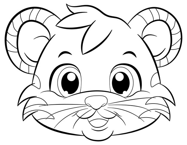 Coloring page outline of cute tiger