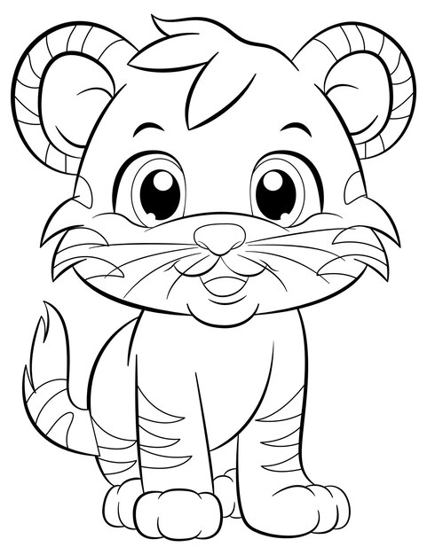 Coloring Page Outline of Cute Tiger