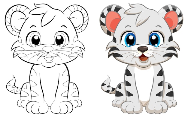 Free vector coloring page outline of cute tiger