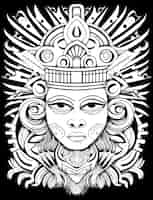 Free vector coloring page tribal head illustration