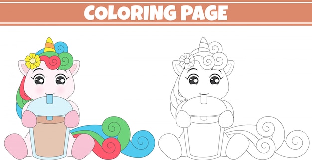 Download Premium Vector Coloring Unicorn Drinking A Cup Of Tea