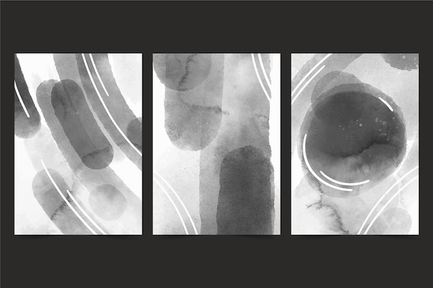 無料ベクター 無色の抽象的な水彩カバーコレクション