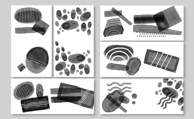 Коллекция бесцветных абстрактных акварельных обложек