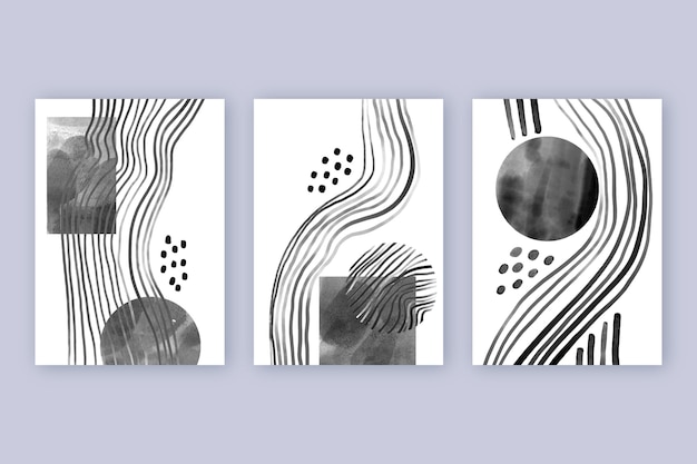 Colorless abstract watercolor cover collection