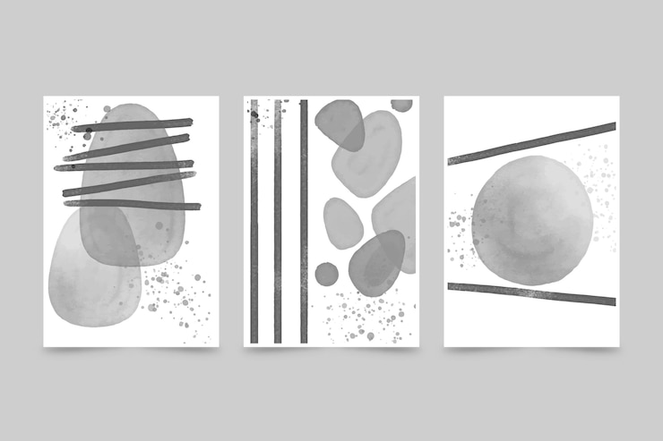 Free Vector colorless abstract watercolor cover collection