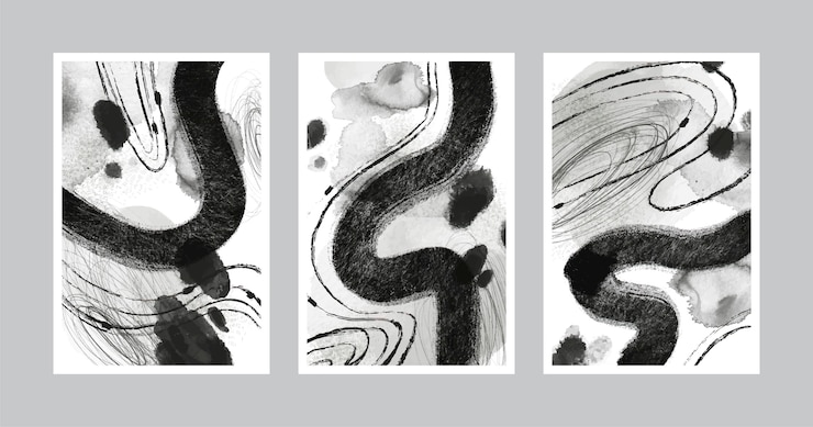 Free Vector colorless abstract watercolor cover collection