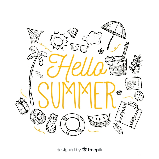 Free vector colorless elements hello summer background