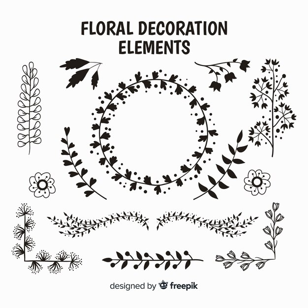 Colorless floral decorative element pack