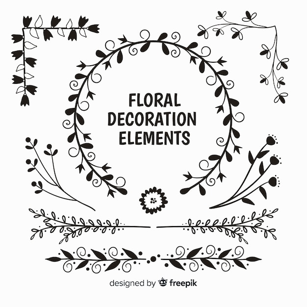 Colorless floral decorative element pack