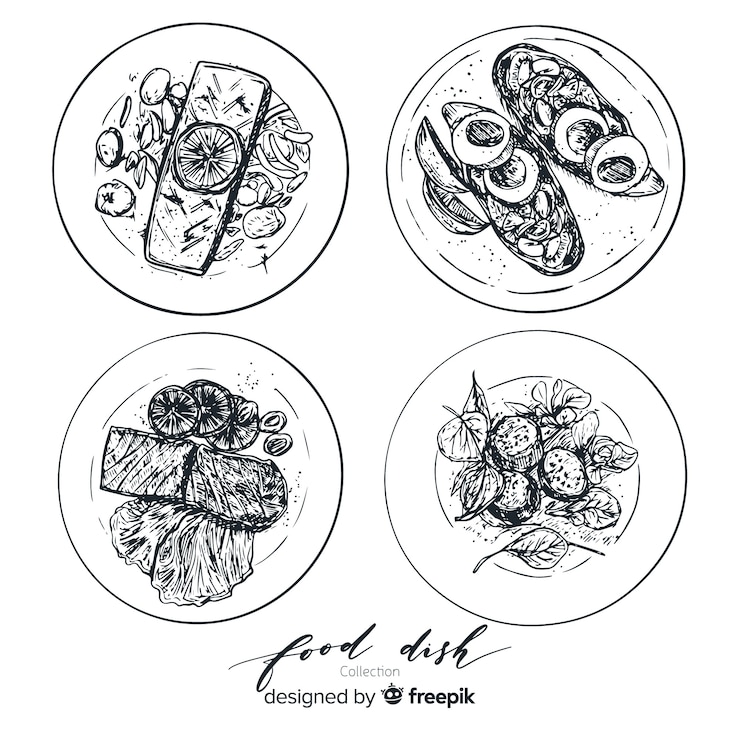 Free Vector colorless food dishes collection