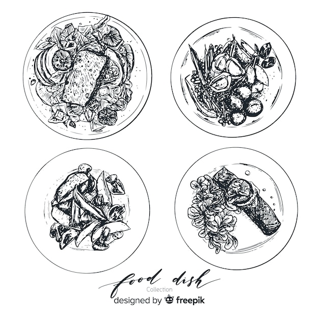 Free vector colorless food dishes collection