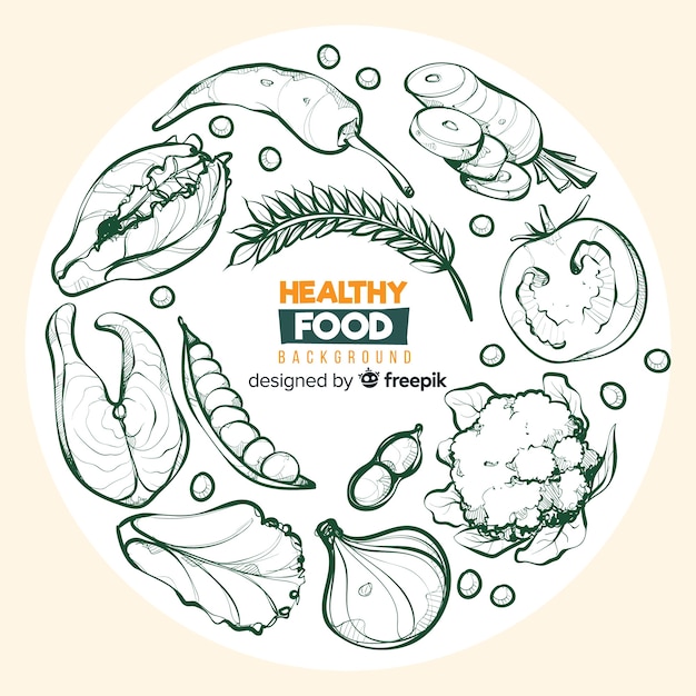 Colorless hand drawn healthy food  background