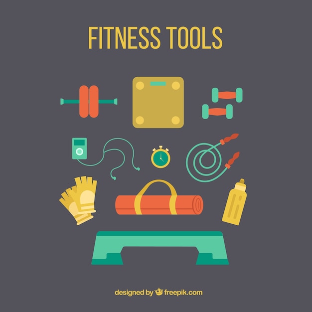 Free vector colors fitness tools collection