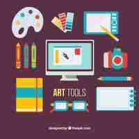 Free vector colors flat art equipment