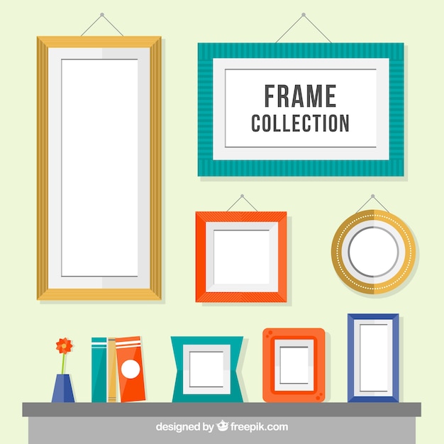 Free vector colors geometric frame collection