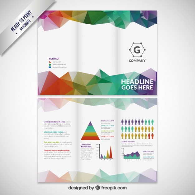 Free vector colors geometric tri fold brochure