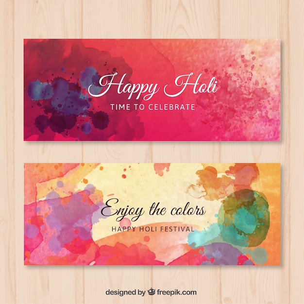 Free vector colors happy holi banners