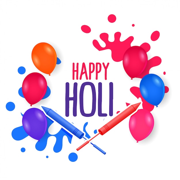 Free vector colors splash balloons for happy holi festival