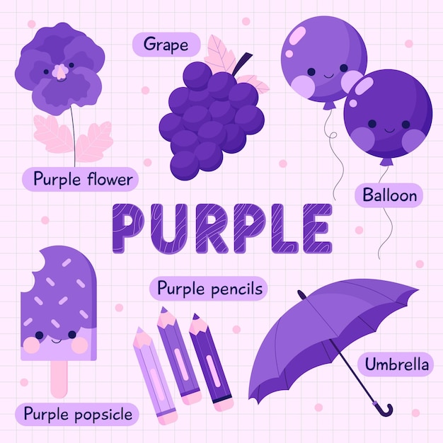 Free vector colors and vocabulary set in english