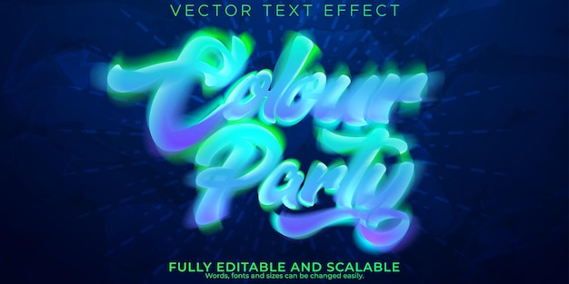 Free vector colour party text effect editable music and colour text style