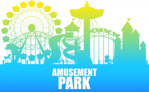 Free vector a colour silhouette amusement park template