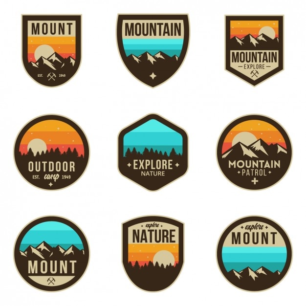 Coloured Adventure Badges – Free Vector Templates