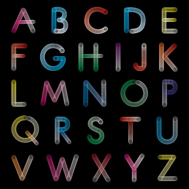 Free vector coloured alphabet design