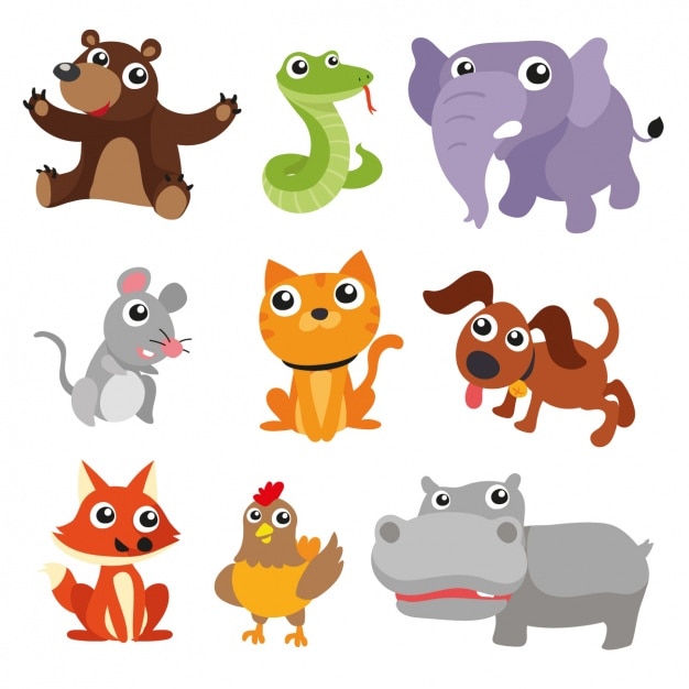 Free vector coloured animals collection