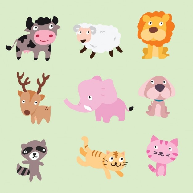 Free vector coloured animals collection