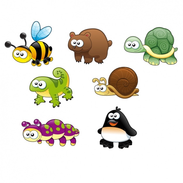 無料Vector 色とりどりの動物のデザイン
