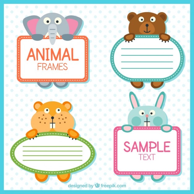 Free vector coloured animals labels