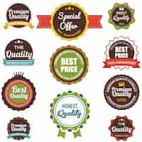 Free vector coloured badges collection