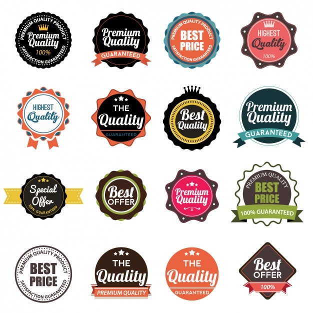 Free vector coloured badges collection