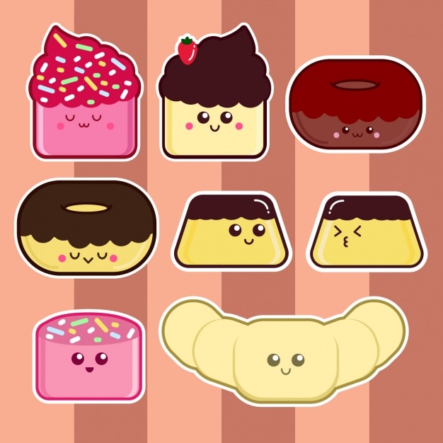 Free vector coloured bakery elements design